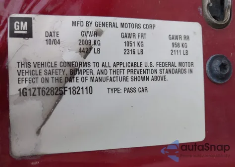 2005 Chevrolet Malibu Maxx Ls из США, поврежденный, VIN 1G1ZT62825F182110